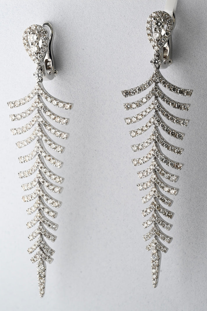 Diamond "Fern" Drop Earrings