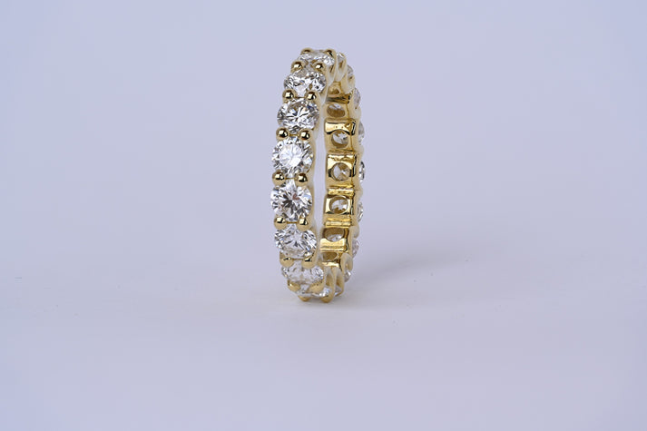 3ct U Shape yellow gold eternity band