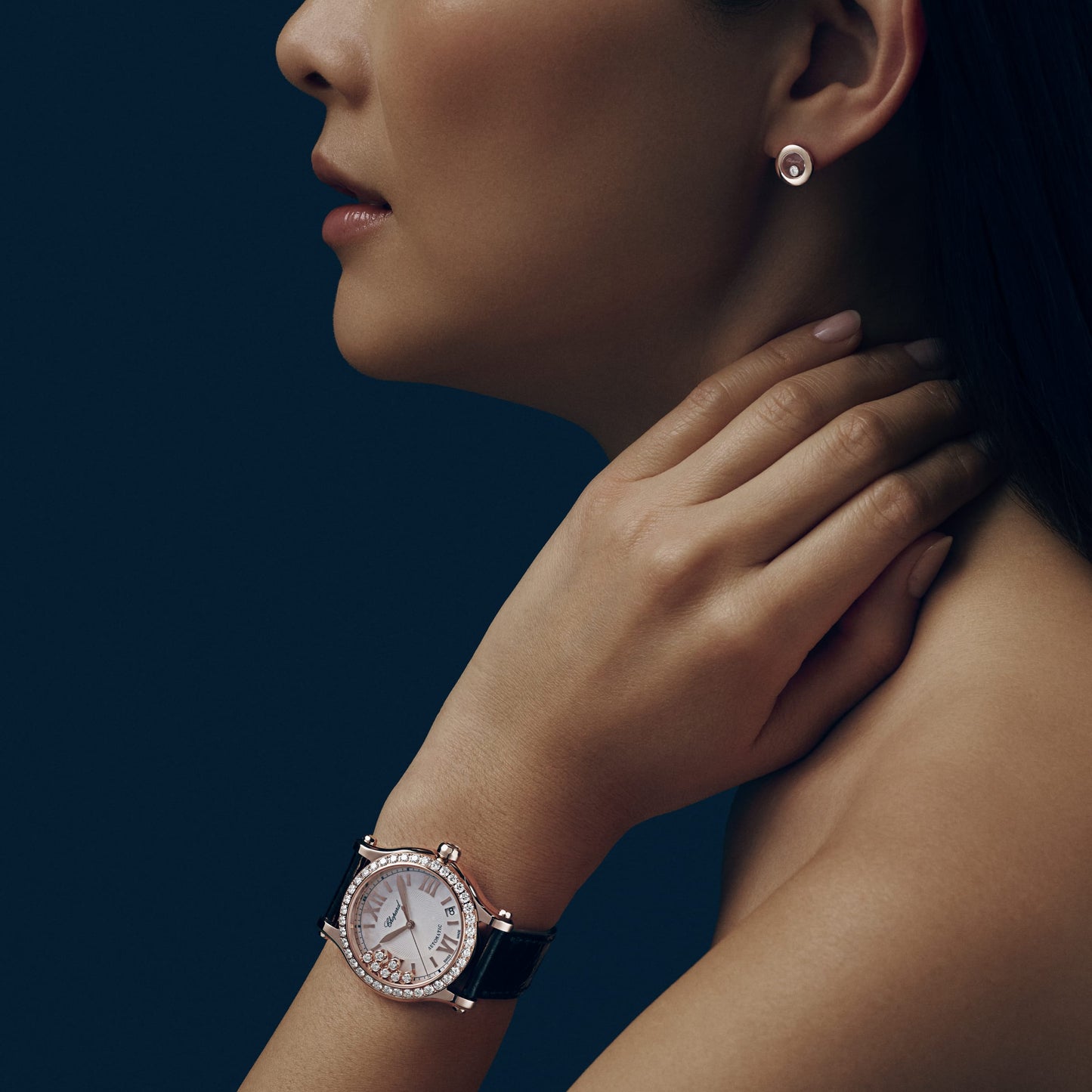 HAPPY SPORT 36 MM, AUTOMATIC, ETHICAL ROSE GOLD, DIAMONDS 274808-5006