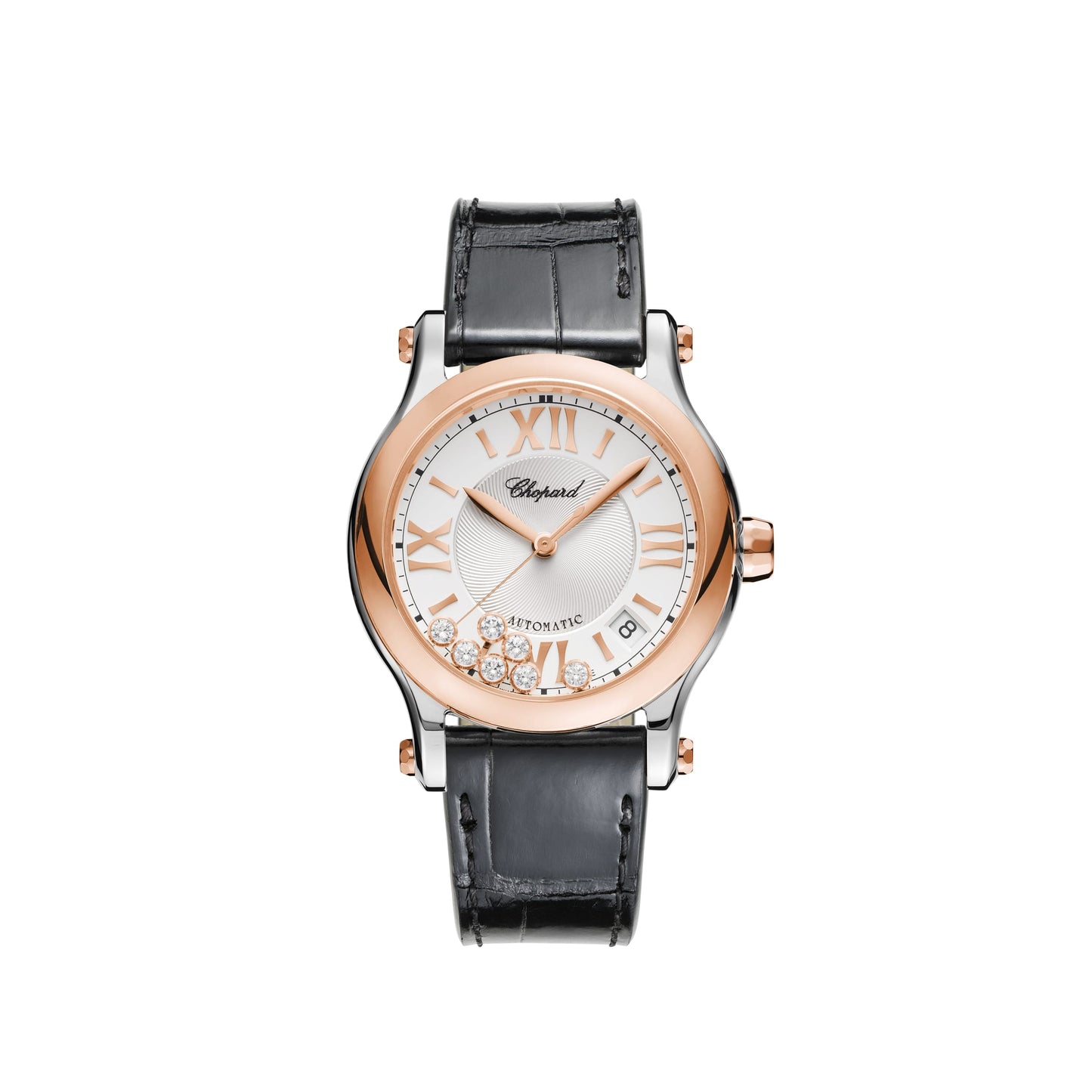 HAPPY SPORT 36 MM, AUTOMATIC, ETHICAL ROSE GOLD, LUCENT STEEL™, DIAMONDS 278559-6001