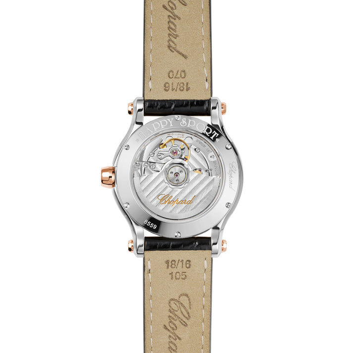 HAPPY SPORT 36 MM, AUTOMATIC, ETHICAL ROSE GOLD, LUCENT STEEL™, DIAMONDS 278559-6001