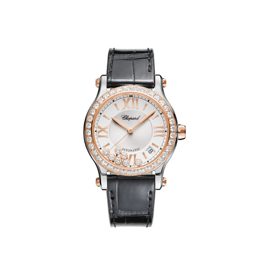 HAPPY SPORT 36 MM, AUTOMATIC, ETHICAL ROSE GOLD, LUCENT STEEL™, DIAMONDS 278559-6003