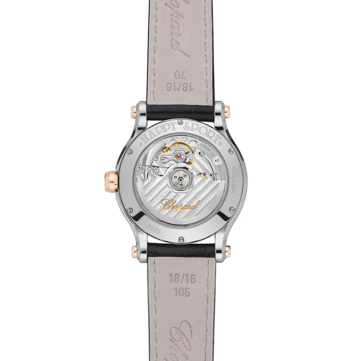 HAPPY SPORT 36 MM, AUTOMATIC, ETHICAL ROSE GOLD, LUCENT STEEL™, DIAMONDS 278559-6008