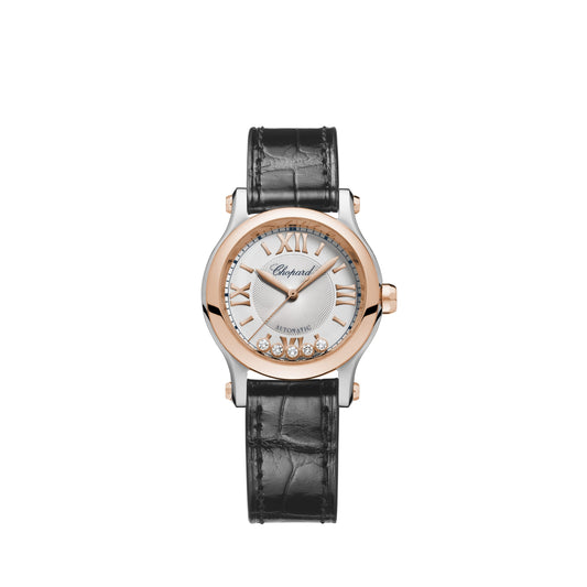 HAPPY SPORT 30 MM, AUTOMATIC, ETHICAL ROSE GOLD, LUCENT STEEL™, DIAMONDS 278573-6013