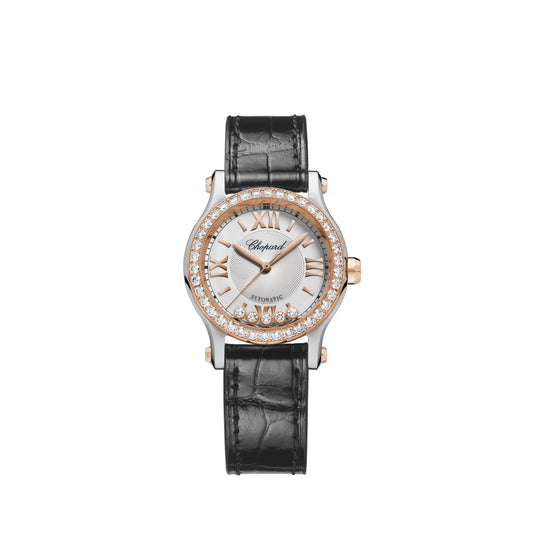 HAPPY SPORT 30 MM, AUTOMATIC, ETHICAL ROSE GOLD, LUCENT STEEL™, DIAMONDS 278573-6015