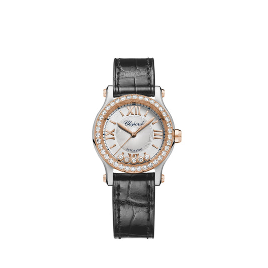 Happy Sport 30 Mm, Automatic, Ethical Rose Gold, Lucent Steel™, Diamonds 278573-6015