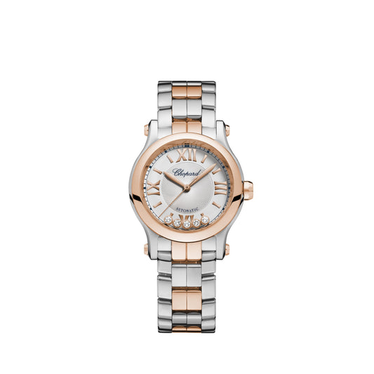 HAPPY SPORT 30 MM, AUTOMATIC, ETHICAL ROSE GOLD, LUCENT STEEL™, DIAMONDS 278573-6017