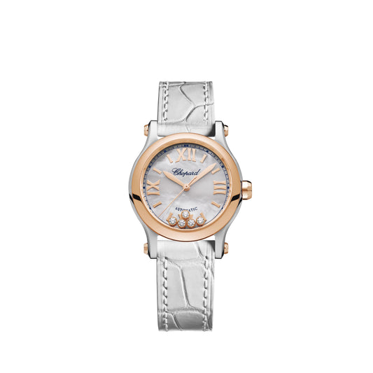 HAPPY SPORT 30 MM, AUTOMATIC, ETHICAL ROSE GOLD, LUCENT STEEL™, DIAMONDS 278573-6018