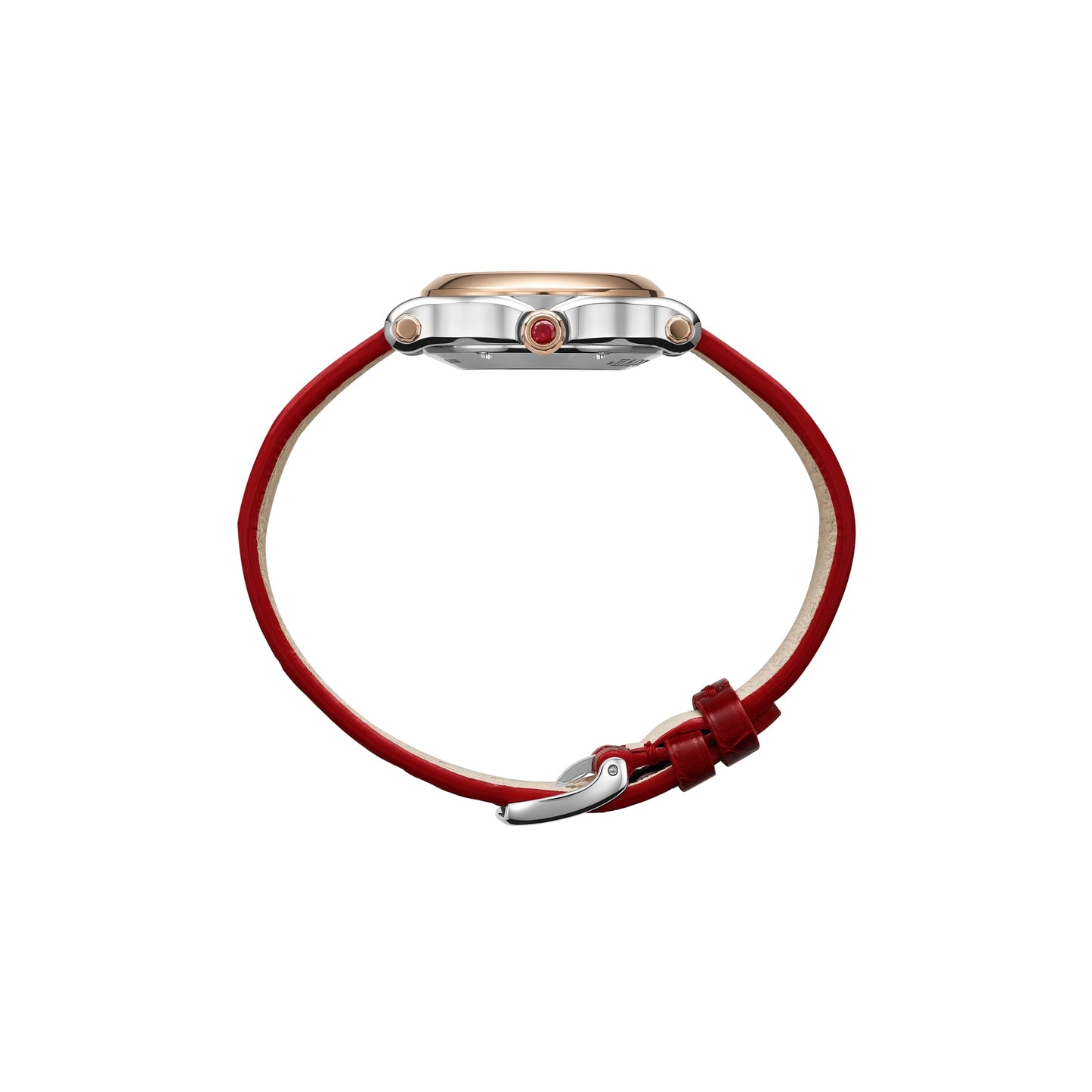 HAPPY SPORT 30 MM, AUTOMATIC, ETHICAL ROSE GOLD, LUCENT STEEL™, DIAMONDS, RUBIES 278573-6026