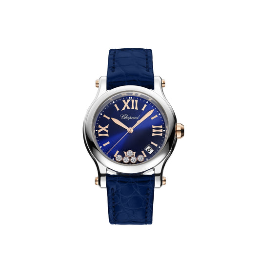 Happy Sport 36 Mm, Quartz, Ethical Rose Gold, Lucent Steel™, Diamonds 278582-6012