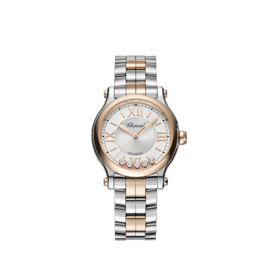 HAPPY SPORT 33 MM, AUTOMATIC, ETHICAL ROSE GOLD, LUCENT STEEL™, DIAMONDS 278608-6002