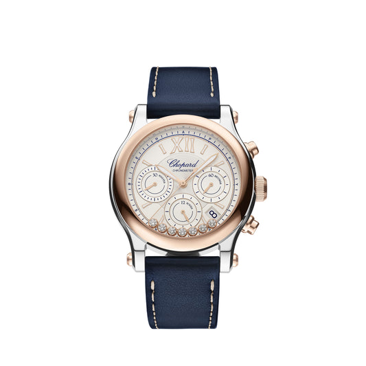 Happy Sport Chrono 40 Mm, Automatic, Ethical Rose Gold, Lucent Steel™, Diamonds 278615-6001