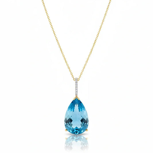 Blue Topaz Pear Necklace