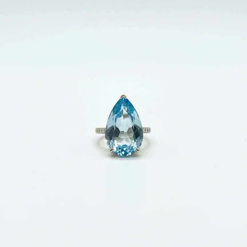 Blue Topaz Pear Cocktail Ring