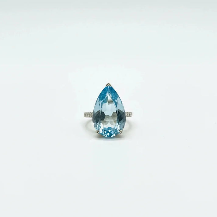 Blue Topaz Pear Cocktail Ring