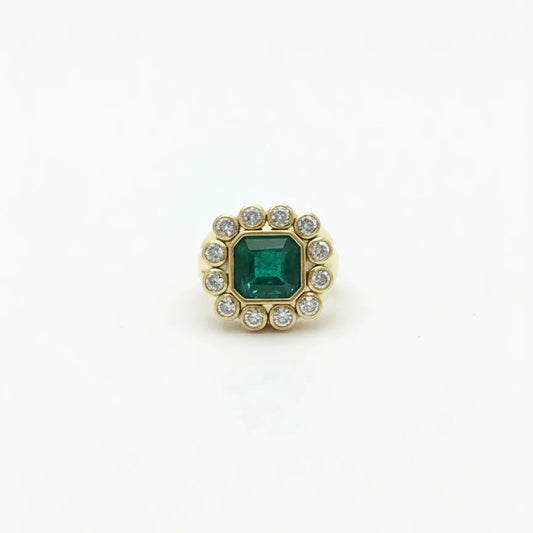 Emerald and Diamond Cocktail Ring