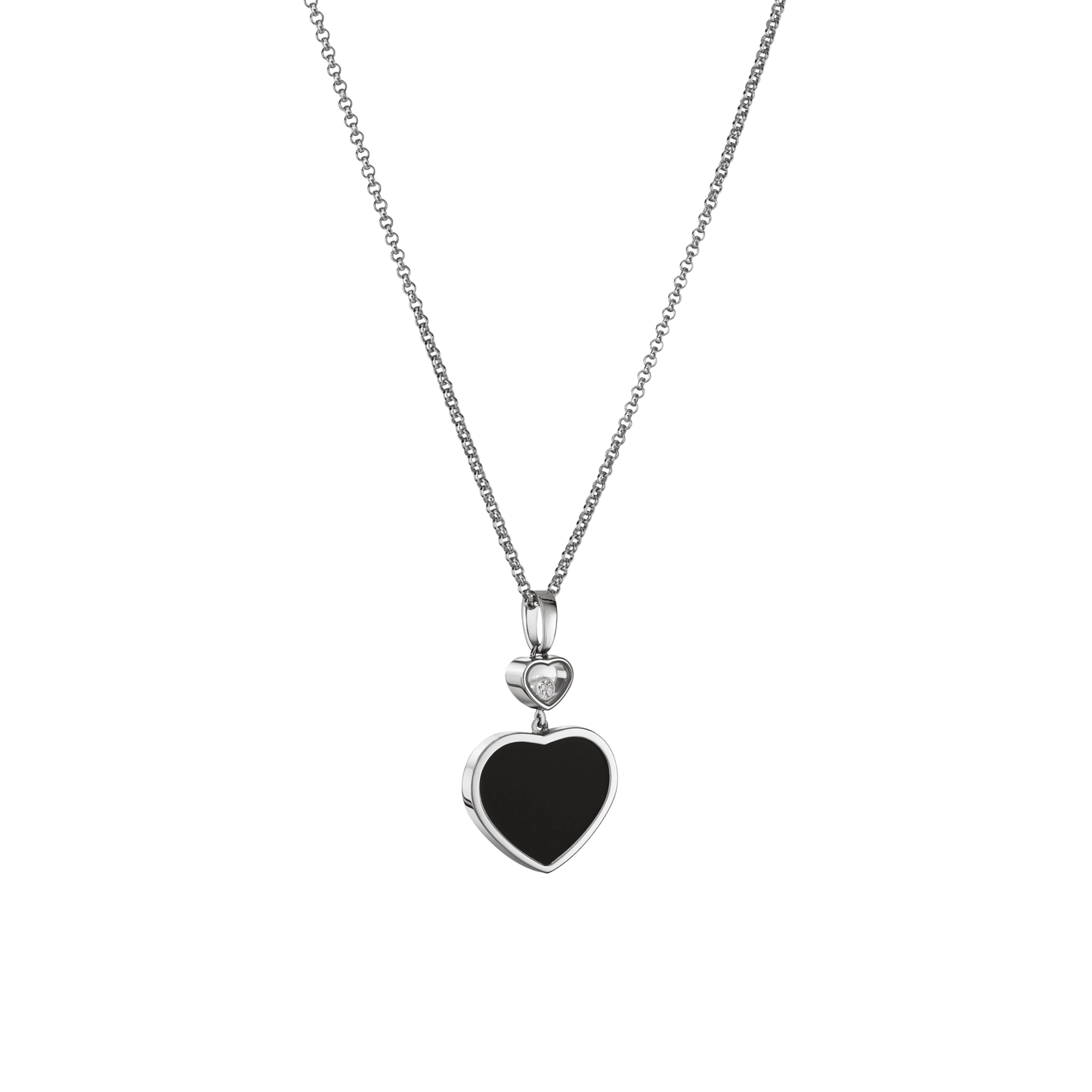HAPPY HEARTS PENDANT, ETHICAL WHITE GOLD, DIAMOND, ONYX 797482-1201