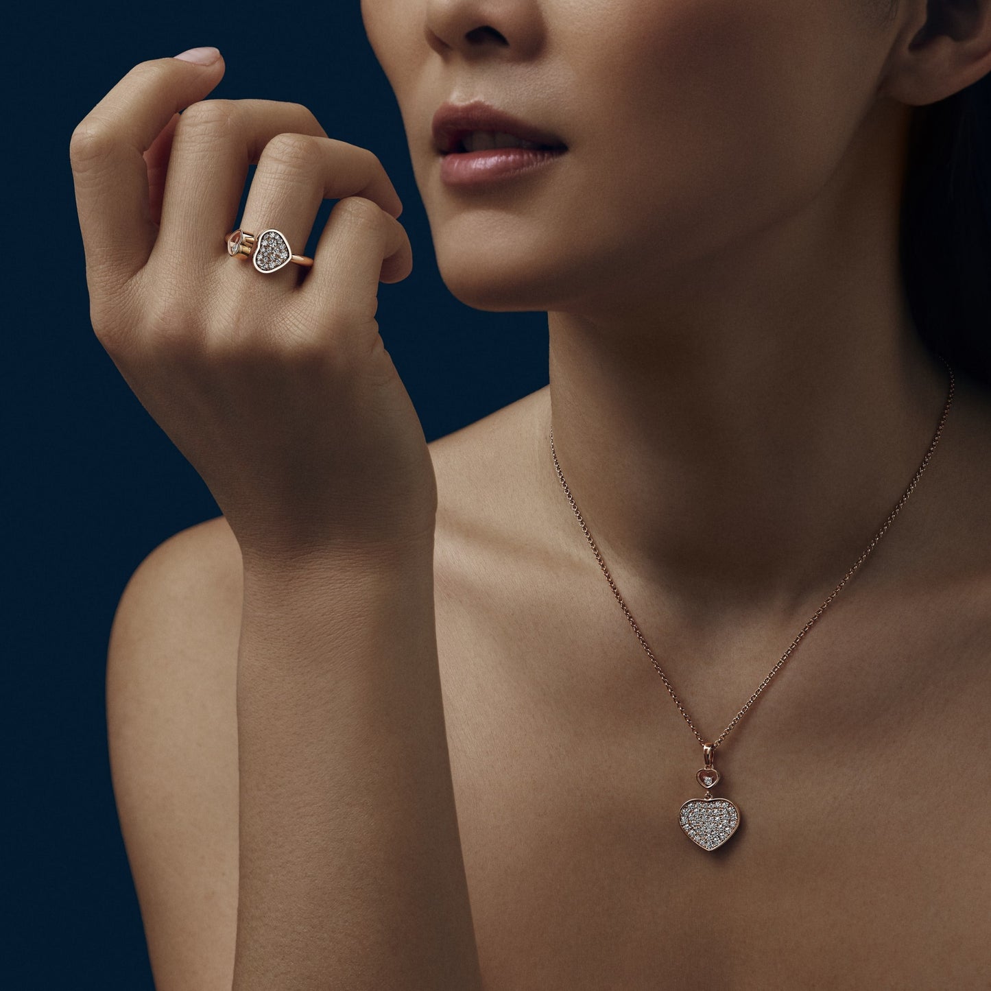 HAPPY HEARTS PENDANT, ETHICAL ROSE GOLD, DIAMONDS 797482-5009