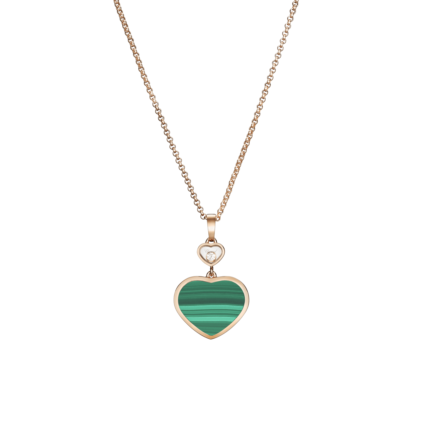 HAPPY HEARTS PENDANT, ETHICAL ROSE GOLD, DIAMOND, MALACHITE 797482-5151