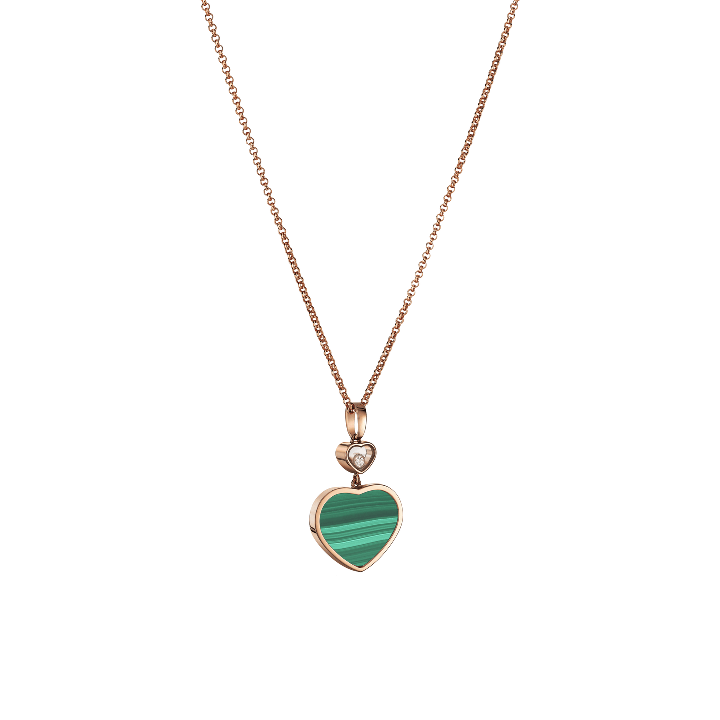 HAPPY HEARTS PENDANT, ETHICAL ROSE GOLD, DIAMOND, MALACHITE 797482-5151