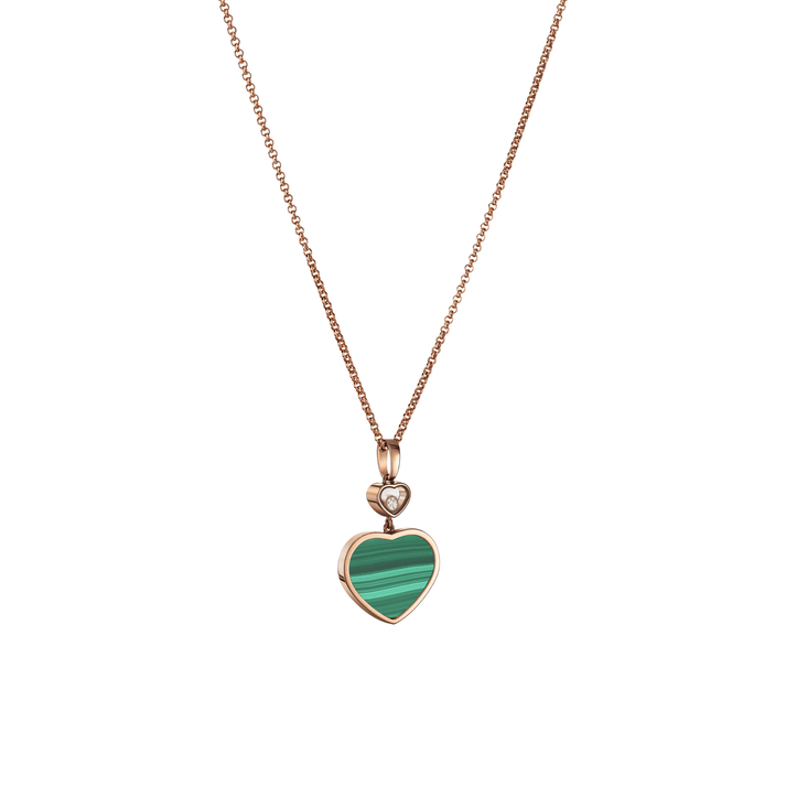 HAPPY HEARTS PENDANT, ETHICAL ROSE GOLD, DIAMOND, MALACHITE 797482-5151