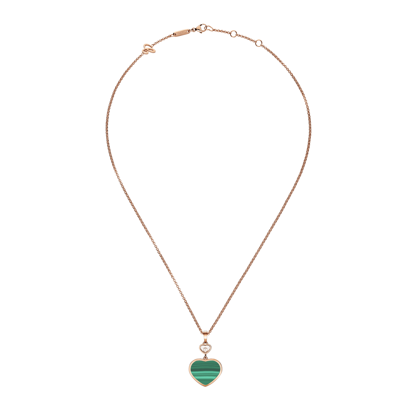 HAPPY HEARTS PENDANT, ETHICAL ROSE GOLD, DIAMOND, MALACHITE 797482-5151