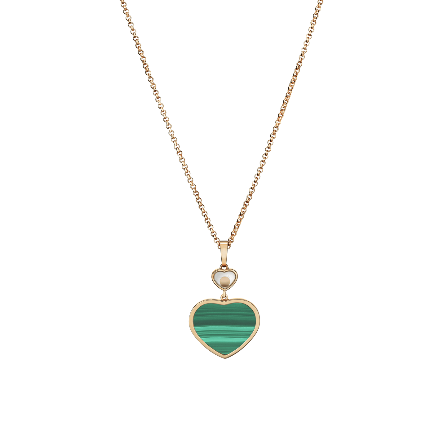 HAPPY HEARTS PENDANT, ETHICAL ROSE GOLD, DIAMOND, MALACHITE 797482-5151