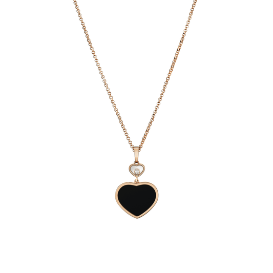 HAPPY HEARTS PENDANT, ETHICAL ROSE GOLD, DIAMOND, ONYX 797482-5201