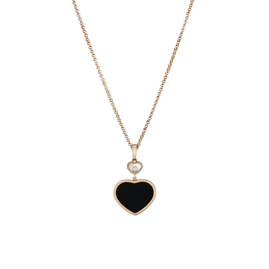 HAPPY HEARTS PENDANT, ETHICAL ROSE GOLD, DIAMOND, ONYX 797482-5201