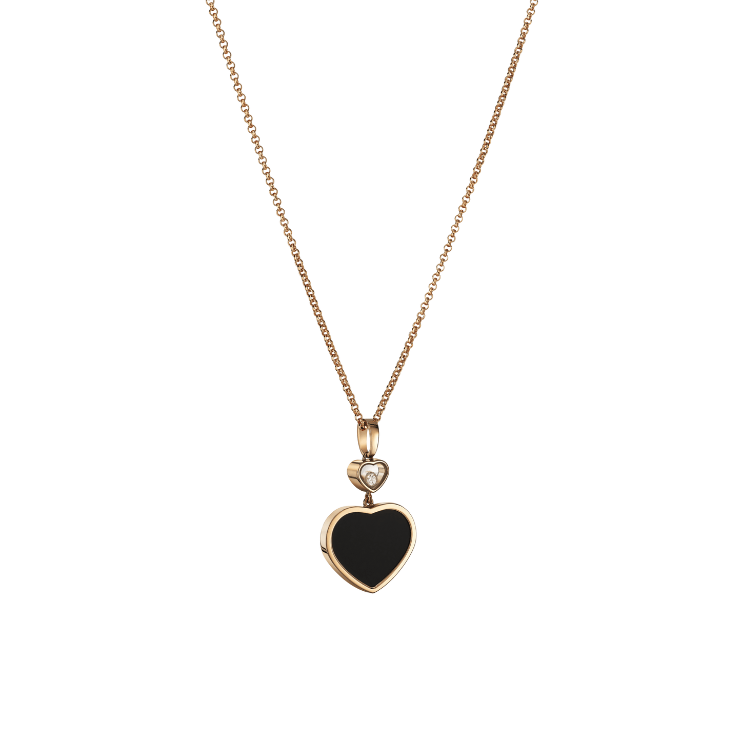HAPPY HEARTS PENDANT, ETHICAL ROSE GOLD, DIAMOND, ONYX 797482-5201