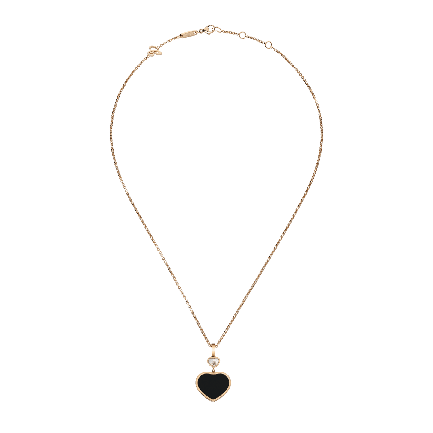 HAPPY HEARTS PENDANT, ETHICAL ROSE GOLD, DIAMOND, ONYX 797482-5201