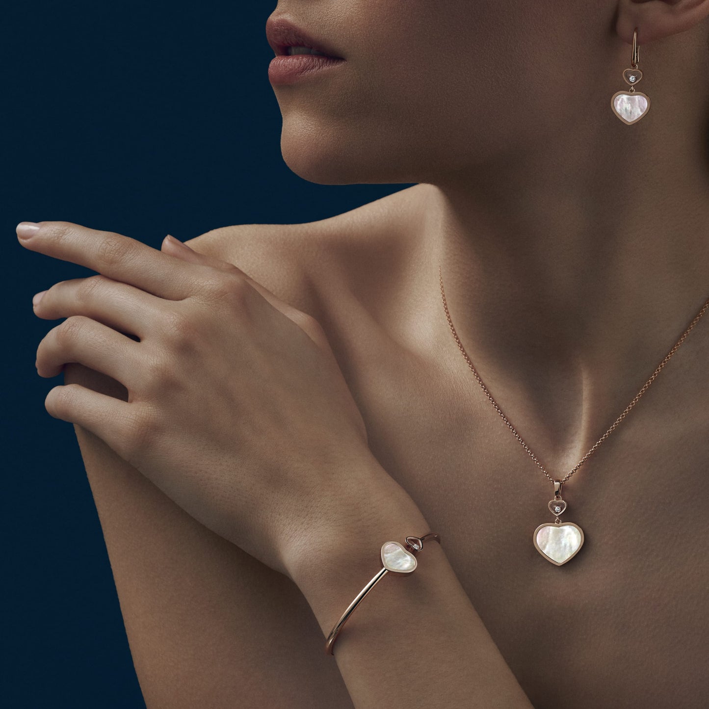 HAPPY HEARTS PENDANT, ETHICAL ROSE GOLD, DIAMOND, MOTHER-OF-PEARL 797482-5301
