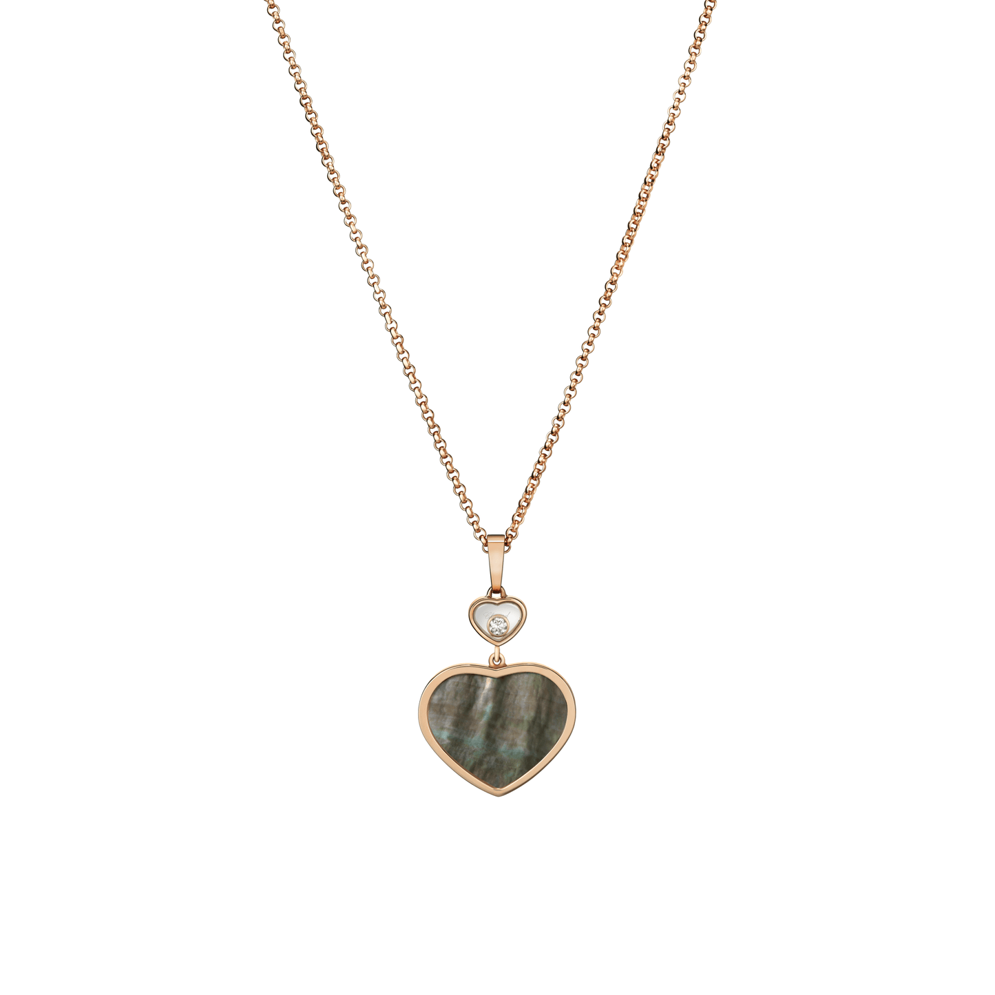 HAPPY HEARTS PENDANT, ETHICAL ROSE GOLD, DIAMOND, BLACK TAHITIAN MOTHER-OF-PEARL 797482-5304
