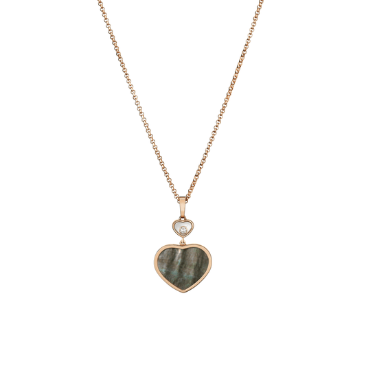 HAPPY HEARTS PENDANT, ETHICAL ROSE GOLD, DIAMOND, BLACK TAHITIAN MOTHER-OF-PEARL 797482-5304