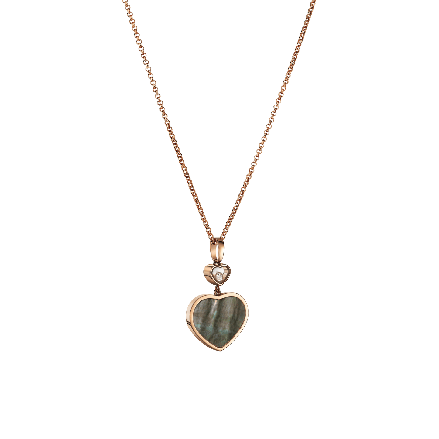 HAPPY HEARTS PENDANT, ETHICAL ROSE GOLD, DIAMOND, BLACK TAHITIAN MOTHER-OF-PEARL 797482-5304