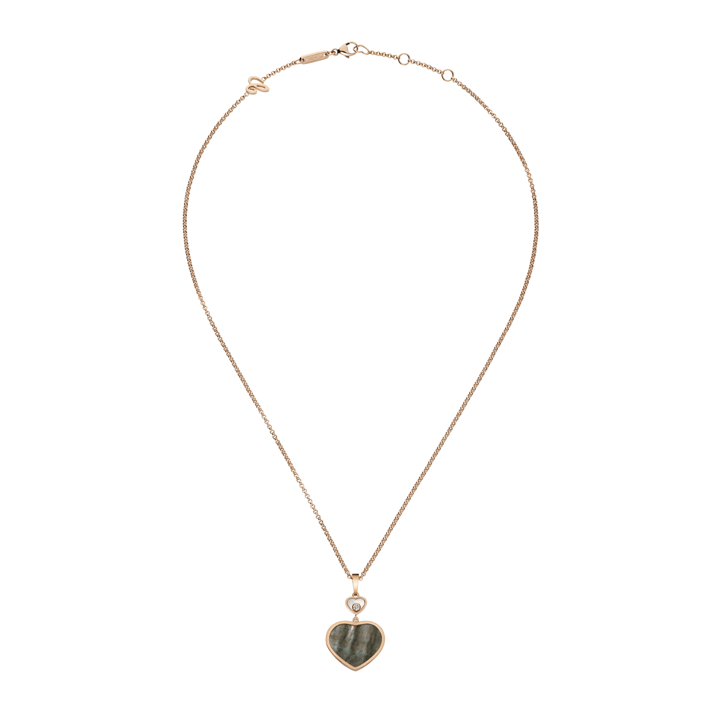 HAPPY HEARTS PENDANT, ETHICAL ROSE GOLD, DIAMOND, BLACK TAHITIAN MOTHER-OF-PEARL 797482-5304