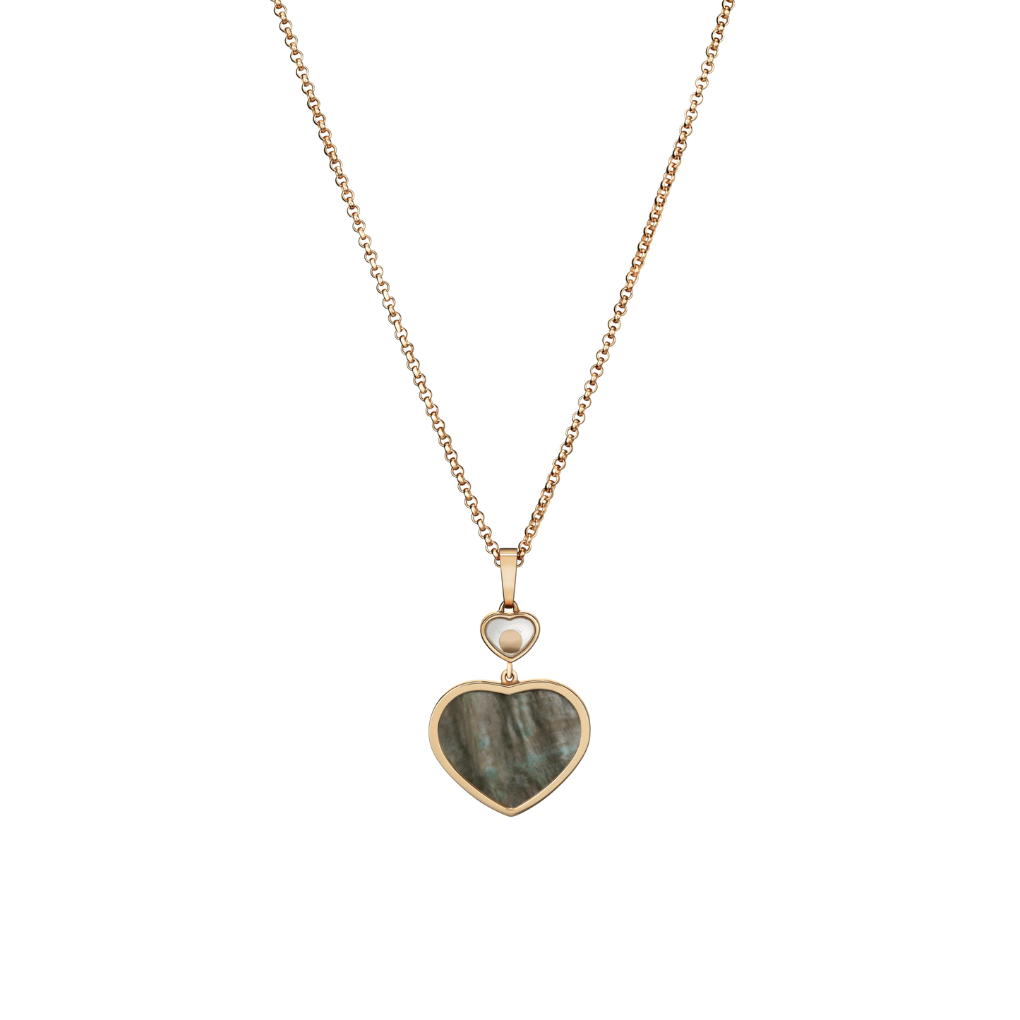 HAPPY HEARTS PENDANT, ETHICAL ROSE GOLD, DIAMOND, BLACK TAHITIAN MOTHER-OF-PEARL 797482-5304