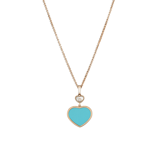 HAPPY HEARTS PENDANT, ETHICAL ROSE GOLD, DIAMOND, TURQUOISE STONE 797482-5401