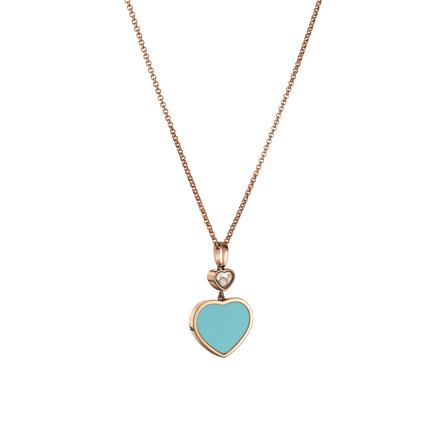 HAPPY HEARTS PENDANT, ETHICAL ROSE GOLD, DIAMOND, TURQUOISE STONE 797482-5401