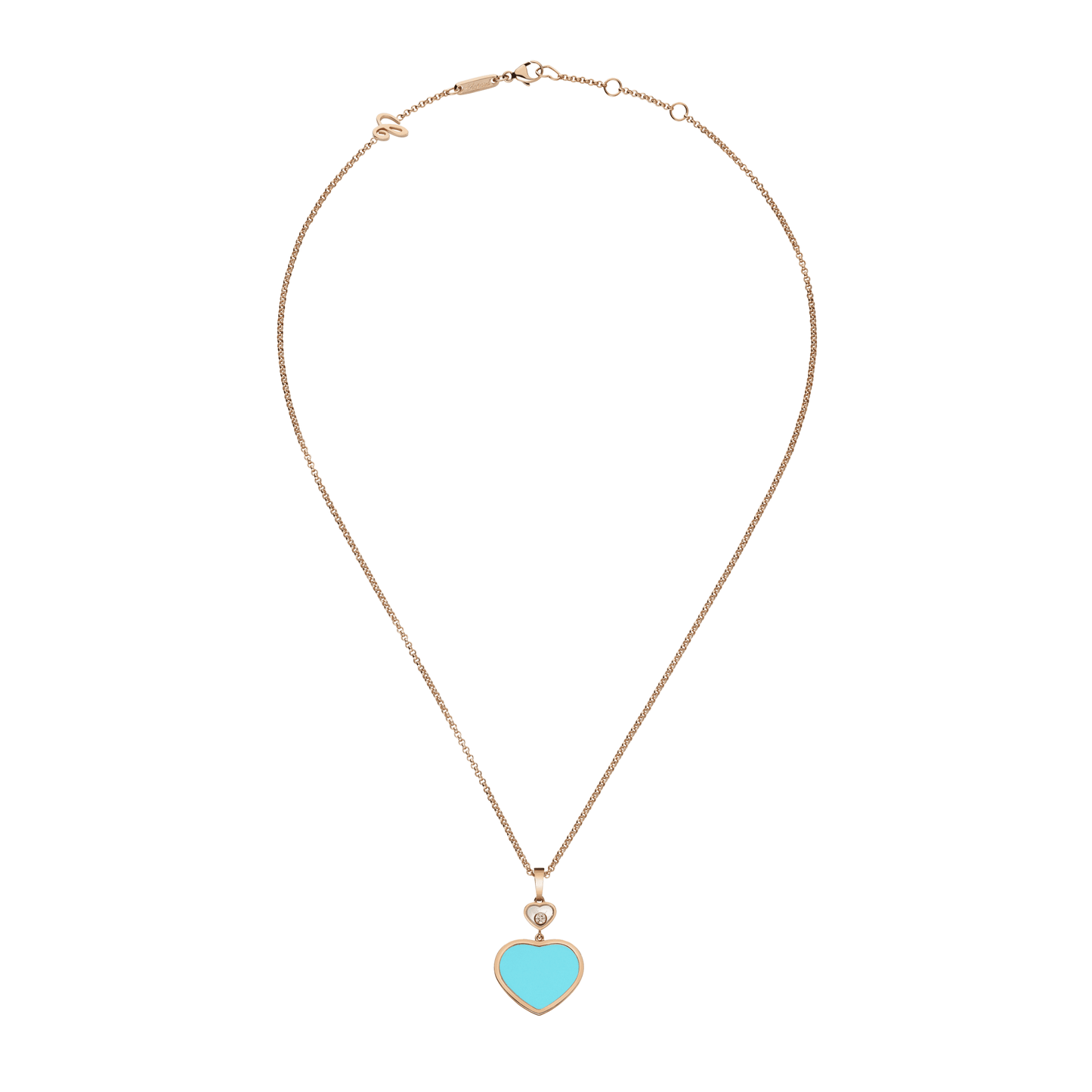 HAPPY HEARTS PENDANT, ETHICAL ROSE GOLD, DIAMOND, TURQUOISE STONE 797482-5401