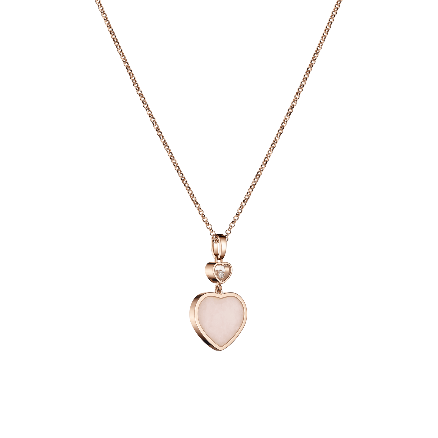 HAPPY HEARTS PENDANT, ETHICAL ROSE GOLD, DIAMOND, PINK OPAL 797482-5620