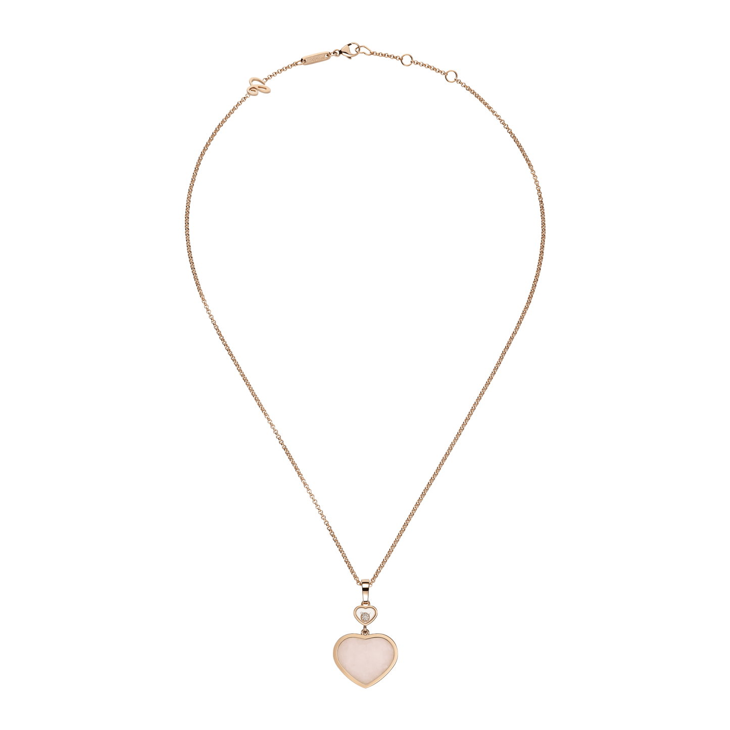 HAPPY HEARTS PENDANT, ETHICAL ROSE GOLD, DIAMOND, PINK OPAL 797482-5620