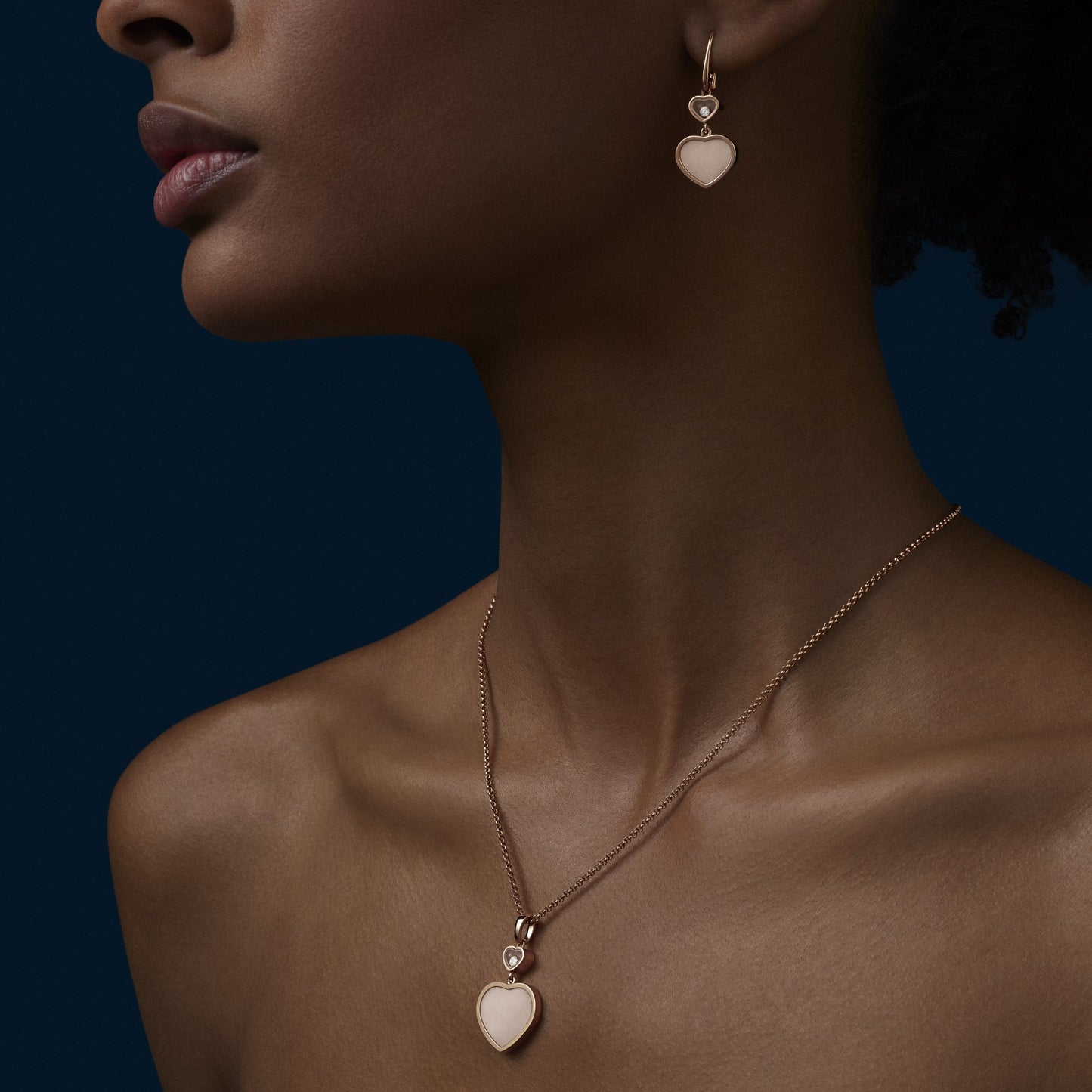 HAPPY HEARTS PENDANT, ETHICAL ROSE GOLD, DIAMOND, PINK OPAL 797482-5620