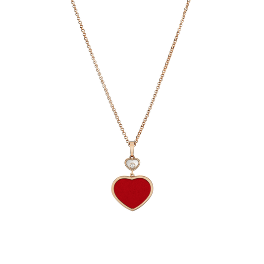 HAPPY HEARTS PENDANT, ETHICAL ROSE GOLD, DIAMOND, RED STONE 797482-5801