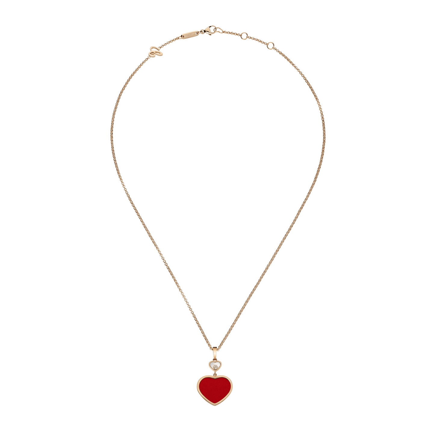 HAPPY HEARTS PENDANT, ETHICAL ROSE GOLD, DIAMOND, RED STONE 797482-5801