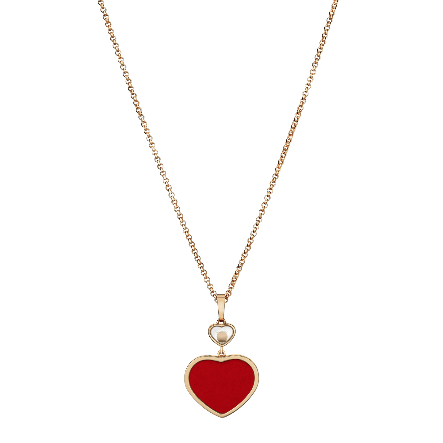 HAPPY HEARTS PENDANT, ETHICAL ROSE GOLD, DIAMOND, RED STONE 797482-5801