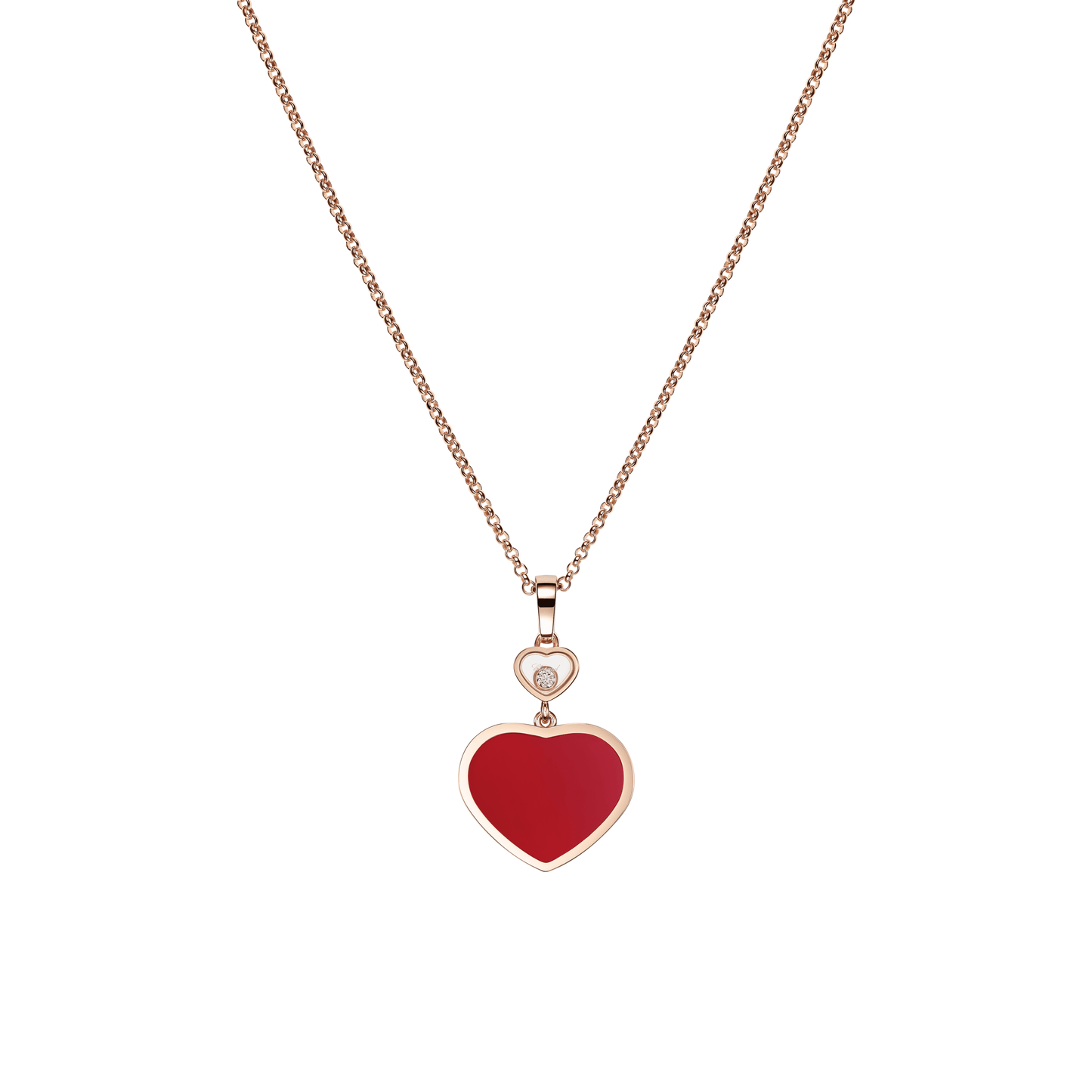 HAPPY HEARTS PENDANT, ETHICAL ROSE GOLD, DIAMOND, CARNELIAN 797482-5820
