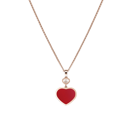 HAPPY HEARTS PENDANT, ETHICAL ROSE GOLD, DIAMOND, CARNELIAN 797482-5820