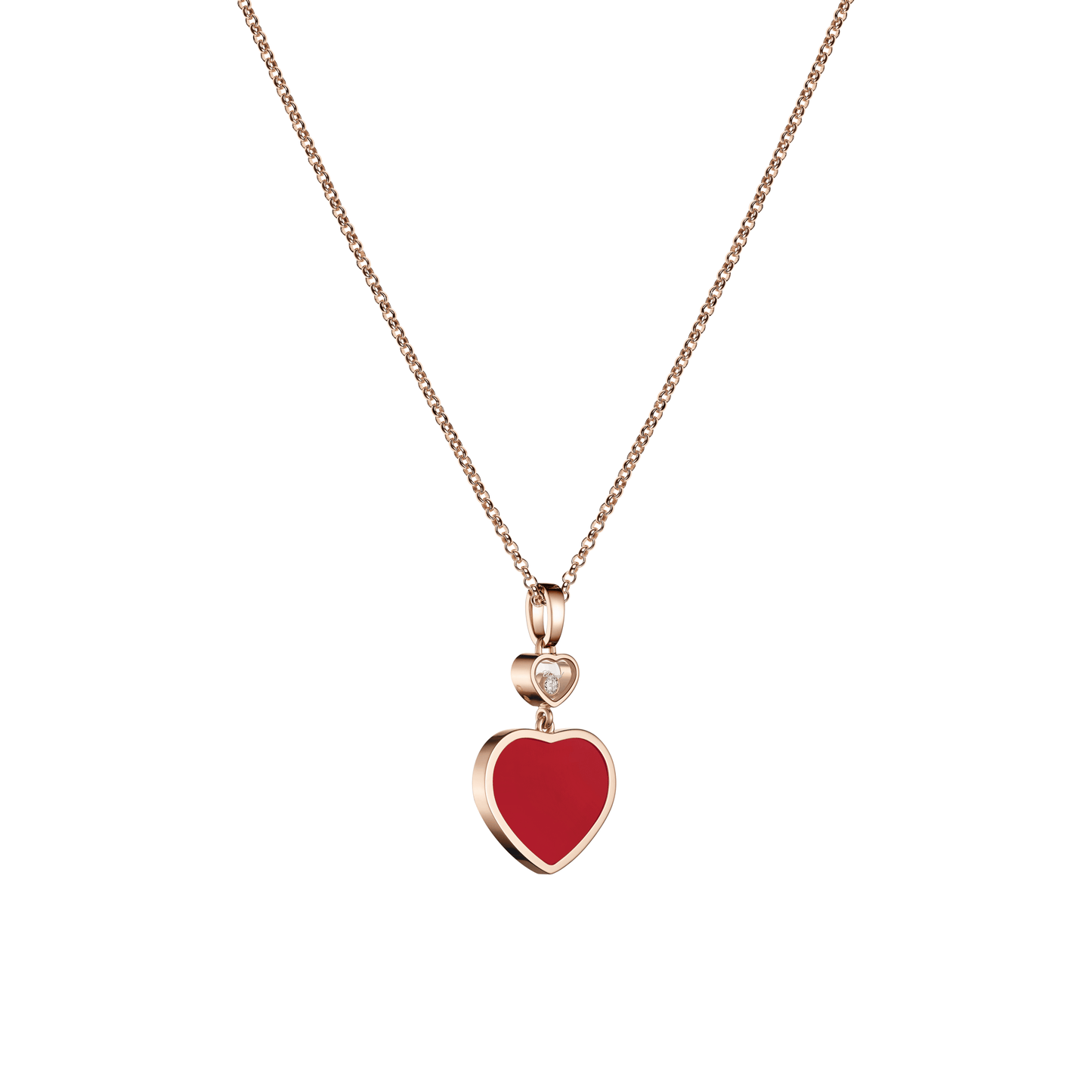HAPPY HEARTS PENDANT, ETHICAL ROSE GOLD, DIAMOND, CARNELIAN 797482-5820