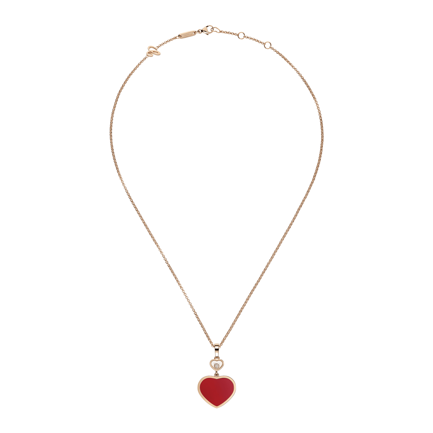HAPPY HEARTS PENDANT, ETHICAL ROSE GOLD, DIAMOND, CARNELIAN 797482-5820